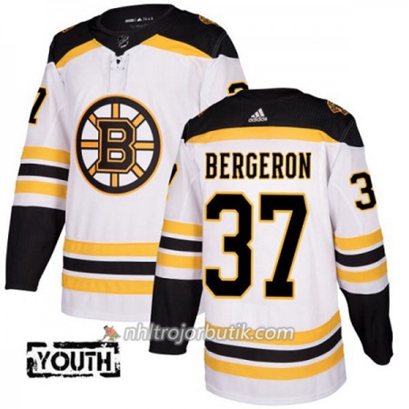 Barn Ishockey Boston Bruins Tröja Patrice Bergeron 37 Adidas 2017-2018 Vit Authentic